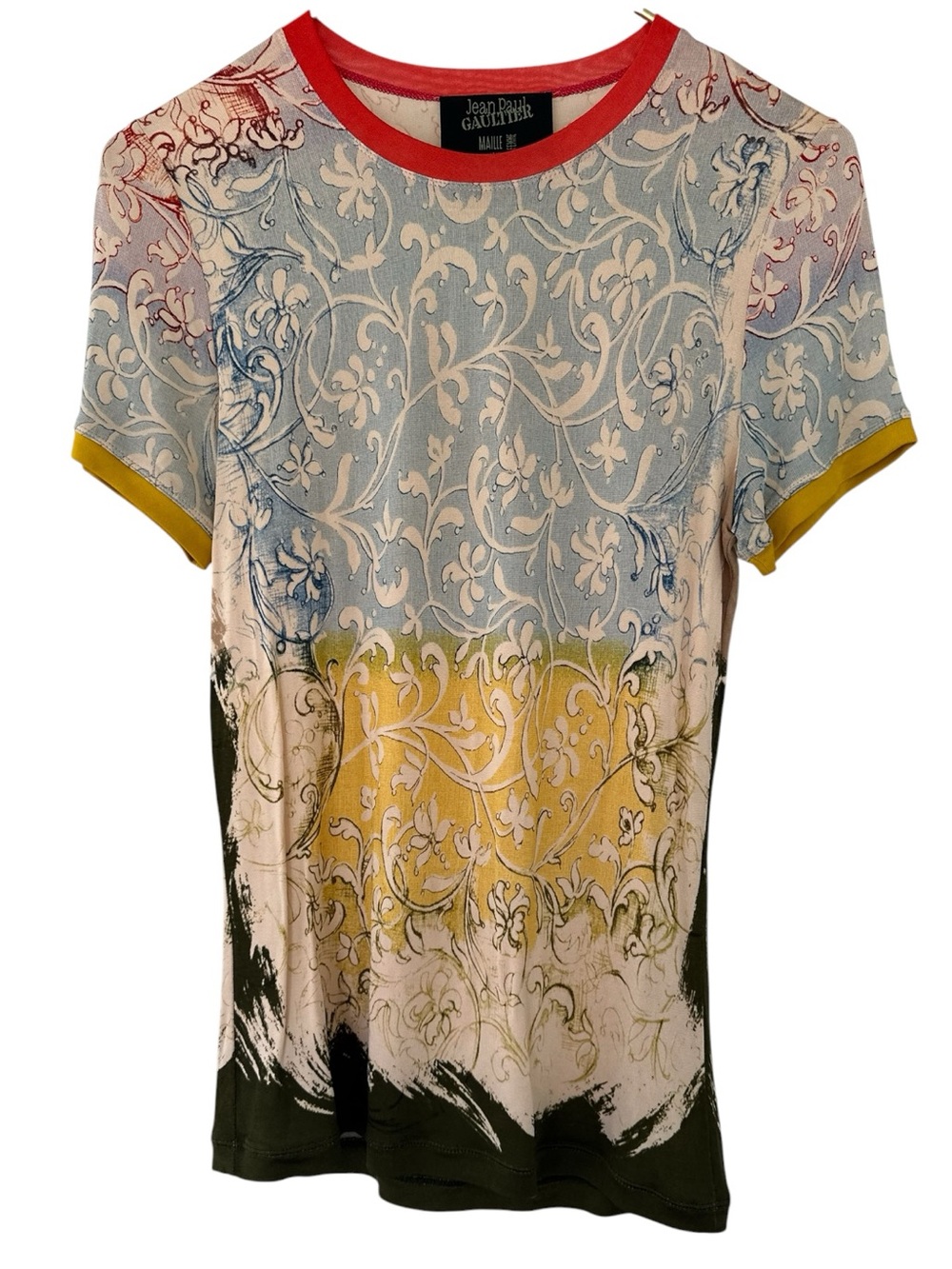 Jean Paul Gaultier • Maille Baroque Floral Mesh Jersey Top T-Shirt